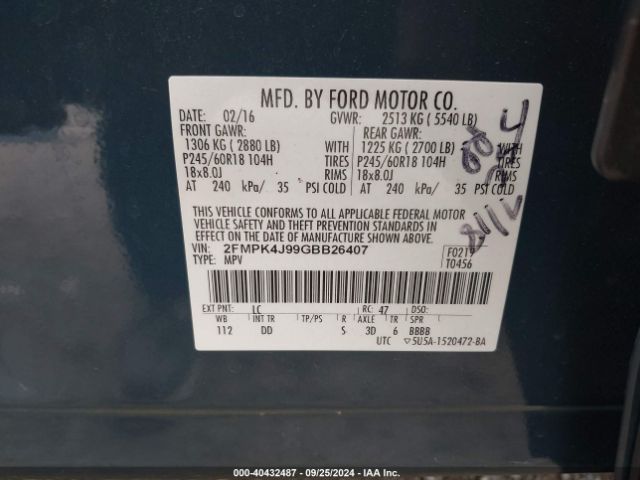 Photo 8 VIN: 2FMPK4J99GBB26407 - FORD EDGE 