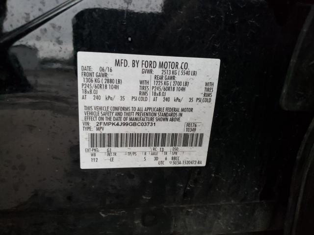 Photo 9 VIN: 2FMPK4J99GBC03731 - FORD EDGE SEL 