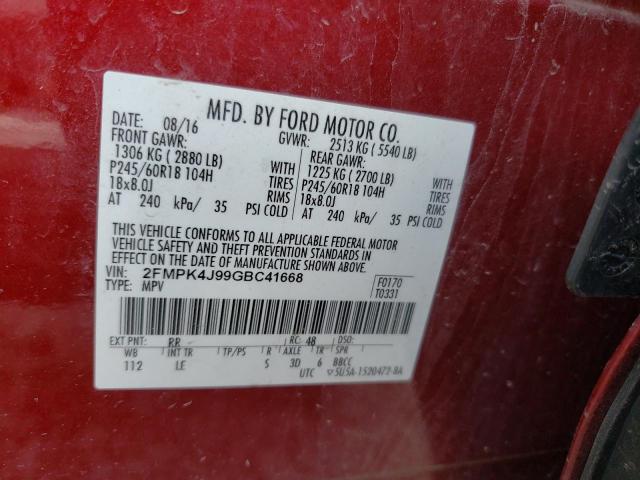 Photo 13 VIN: 2FMPK4J99GBC41668 - FORD EDGE SEL 