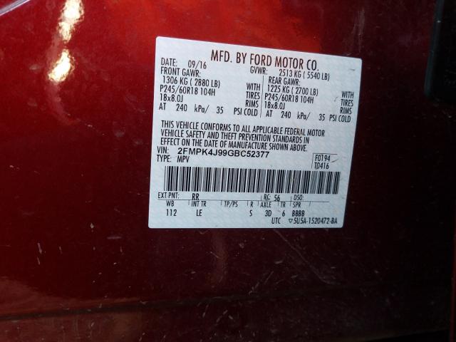 Photo 9 VIN: 2FMPK4J99GBC52377 - FORD EDGE SEL 