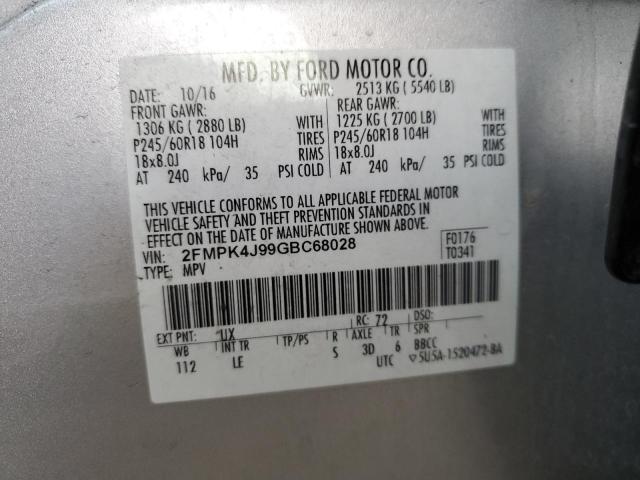 Photo 12 VIN: 2FMPK4J99GBC68028 - FORD EDGE SEL 