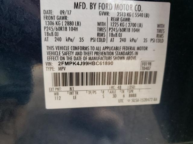 Photo 9 VIN: 2FMPK4J99HBC61890 - FORD EDGE 