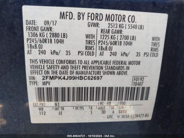 Photo 8 VIN: 2FMPK4J99HBC62697 - FORD EDGE 