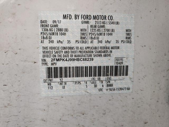 Photo 9 VIN: 2FMPK4J99HBC68239 - FORD EDGE SEL 