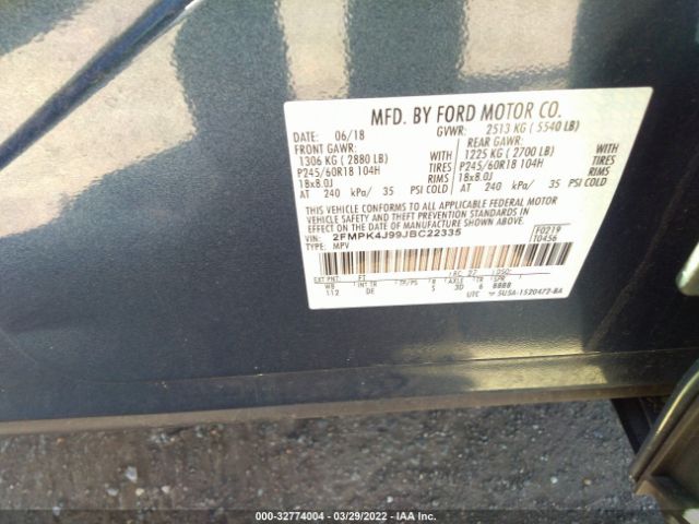 Photo 8 VIN: 2FMPK4J99JBC22335 - FORD EDGE 