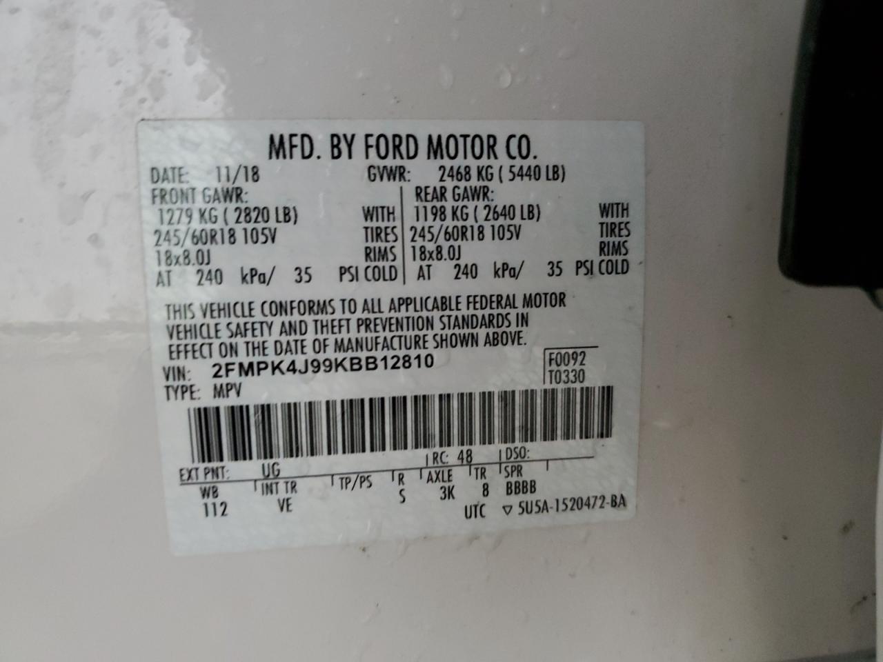 Photo 13 VIN: 2FMPK4J99KBB12810 - FORD EDGE 