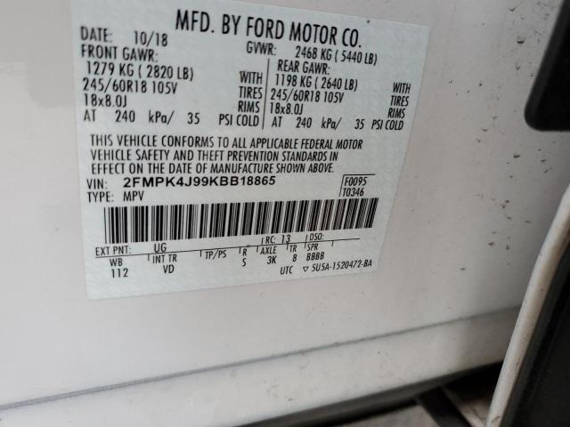 Photo 12 VIN: 2FMPK4J99KBB18865 - FORD EDGE SEL 