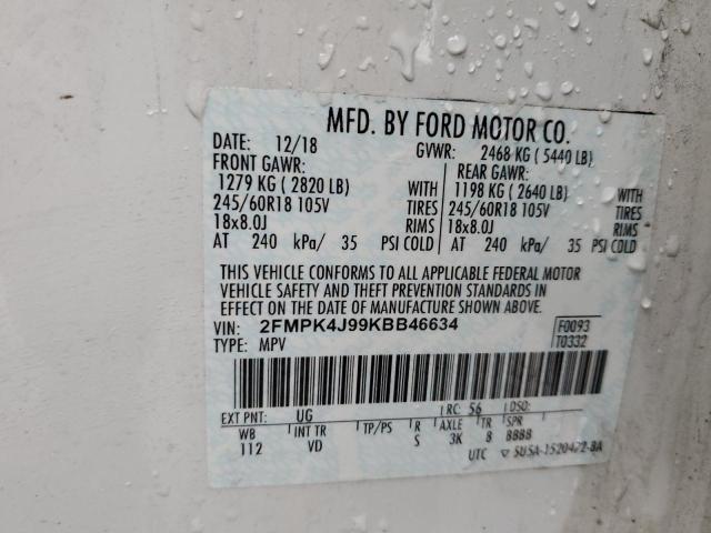 Photo 12 VIN: 2FMPK4J99KBB46634 - FORD EDGE SEL 