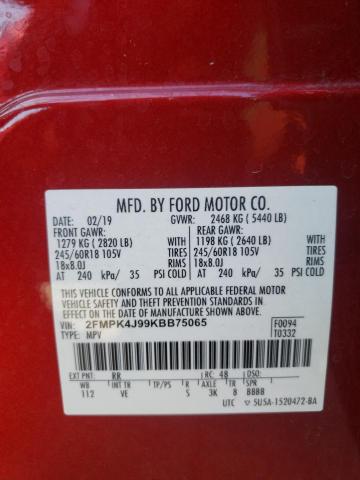 Photo 12 VIN: 2FMPK4J99KBB75065 - FORD EDGE 