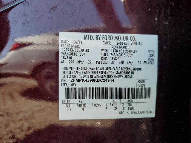 Photo 12 VIN: 2FMPK4J99KBC24944 - FORD EDGE SEL 