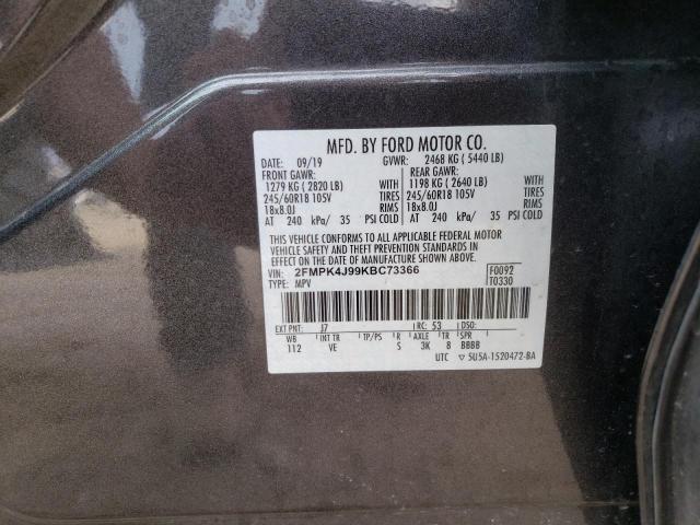 Photo 12 VIN: 2FMPK4J99KBC73366 - FORD EDGE SEL 