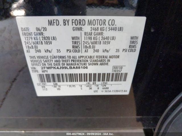 Photo 8 VIN: 2FMPK4J99LBA88106 - FORD EDGE 