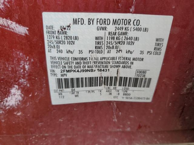 Photo 12 VIN: 2FMPK4J99NBA58431 - FORD EDGE 