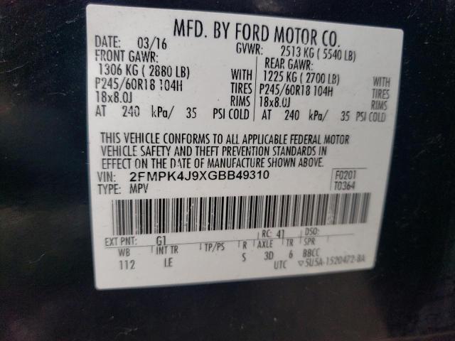 Photo 12 VIN: 2FMPK4J9XGBB49310 - FORD EDGE SEL 