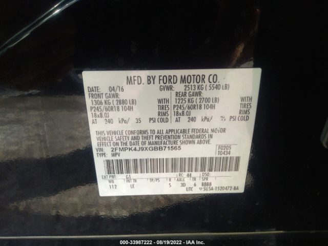 Photo 8 VIN: 2FMPK4J9XGBB71565 - FORD EDGE 