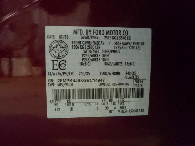 Photo 9 VIN: 2FMPK4J9XGBC14947 - FORD EDGE 