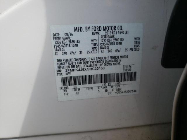 Photo 9 VIN: 2FMPK4J9XGBC33160 - FORD EDGE SEL 