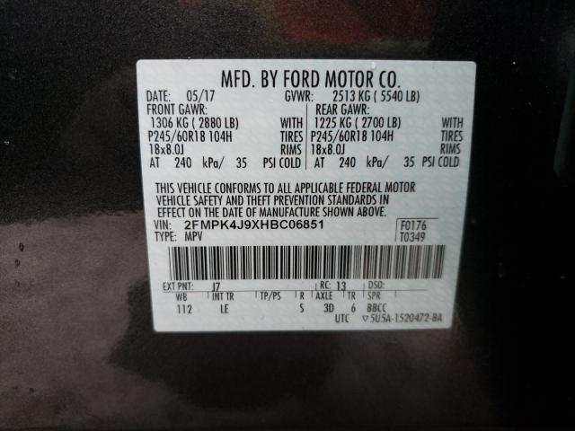 Photo 9 VIN: 2FMPK4J9XHBC06851 - FORD EDGE SEL 