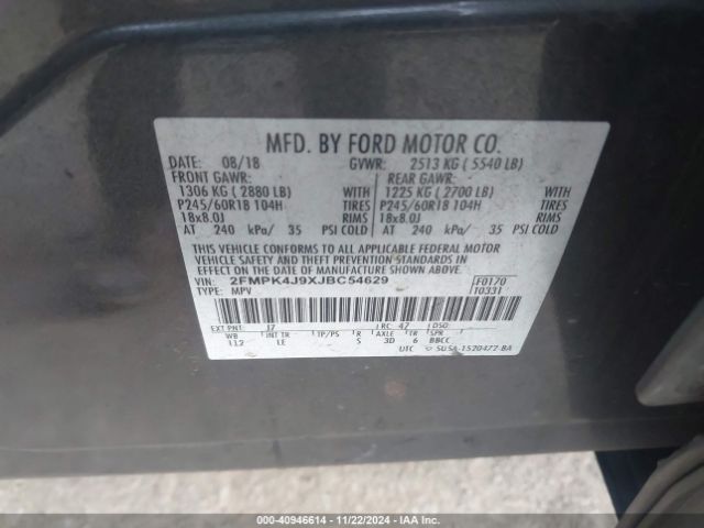 Photo 8 VIN: 2FMPK4J9XJBC54629 - FORD EDGE 