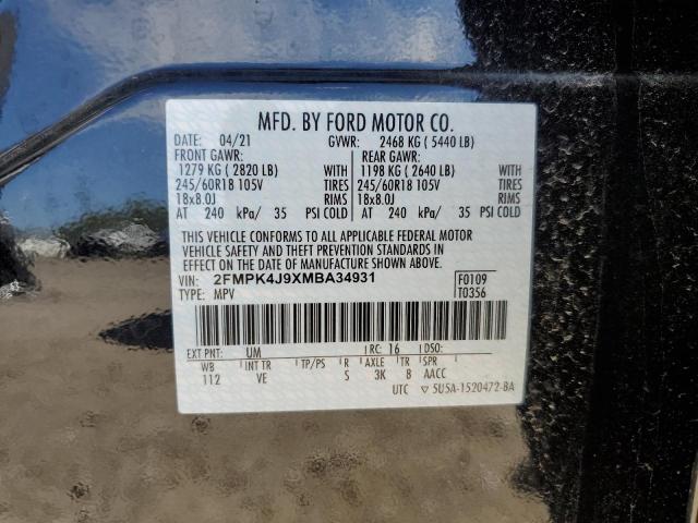 Photo 9 VIN: 2FMPK4J9XMBA34931 - FORD EDGE SEL 