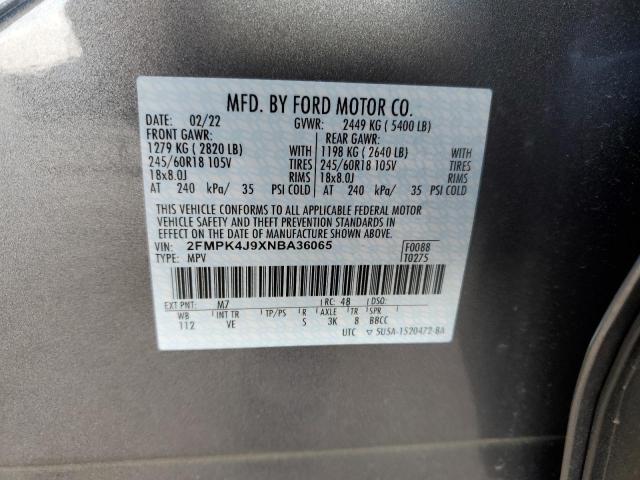 Photo 12 VIN: 2FMPK4J9XNBA36065 - FORD EDGE SEL 