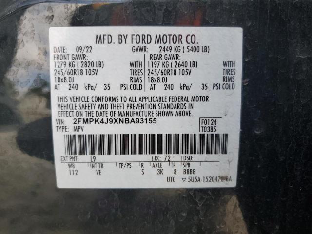 Photo 12 VIN: 2FMPK4J9XNBA93155 - FORD EDGE SEL 