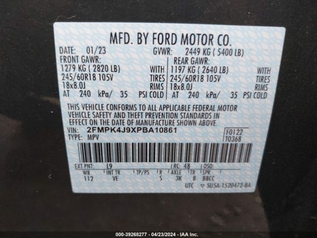 Photo 8 VIN: 2FMPK4J9XPBA10861 - FORD EDGE 