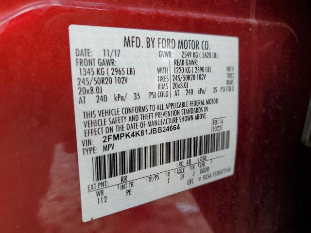 Photo 11 VIN: 2FMPK4K81JBB24664 - FORD EDGE TITAN 