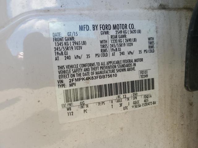 Photo 11 VIN: 2FMPK4K83FBB75610 - FORD EDGE TITAN 