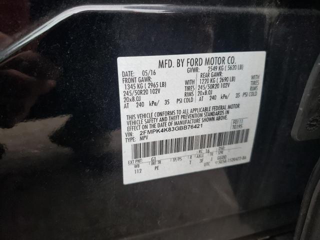 Photo 11 VIN: 2FMPK4K83GBB76421 - FORD EDGE TITAN 