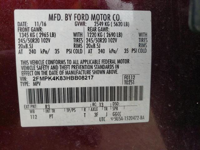 Photo 11 VIN: 2FMPK4K83HBB08217 - FORD EDGE 