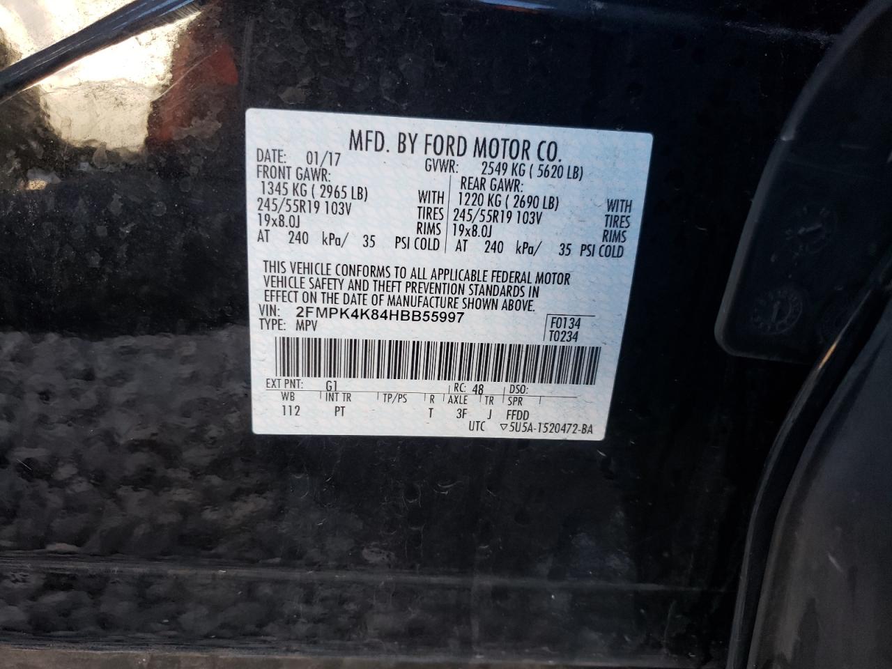 Photo 12 VIN: 2FMPK4K84HBB55997 - FORD EDGE 