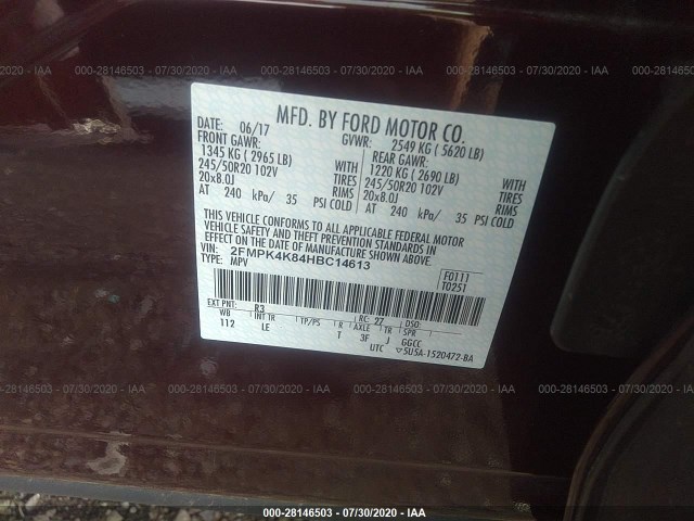 Photo 8 VIN: 2FMPK4K84HBC14613 - FORD EDGE 