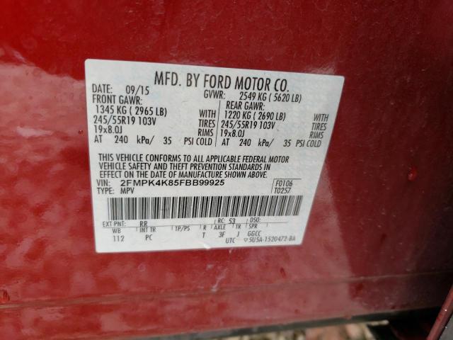 Photo 13 VIN: 2FMPK4K85FBB99925 - FORD EDGE TITAN 