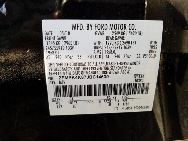 Photo 9 VIN: 2FMPK4K87JBC14630 - FORD EDGE 