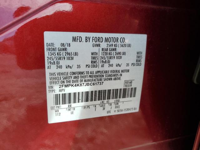 Photo 11 VIN: 2FMPK4K87JBC61737 - FORD EDGE TITAN 