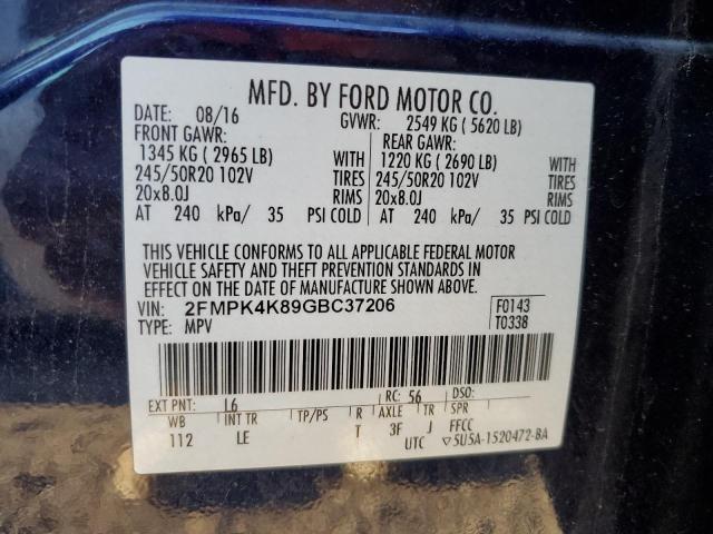 Photo 12 VIN: 2FMPK4K89GBC37206 - FORD EDGE TITAN 