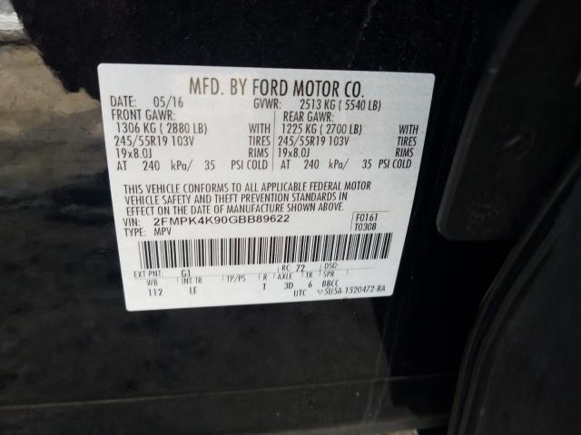 Photo 9 VIN: 2FMPK4K90GBB89622 - FORD EDGE 