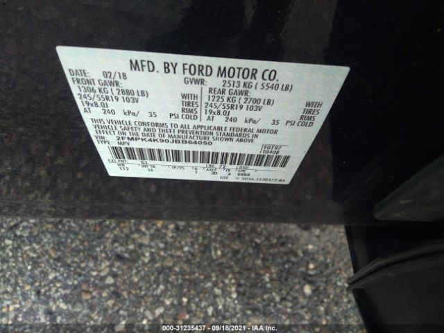 Photo 8 VIN: 2FMPK4K90JBB64050 - FORD EDGE 