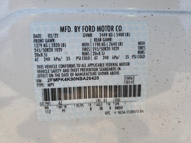 Photo 9 VIN: 2FMPK4K90NBA26420 - FORD EDGE TITAN 