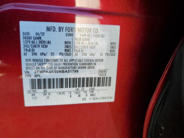 Photo 12 VIN: 2FMPK4K90NBA51799 - FORD EDGE TITAN 