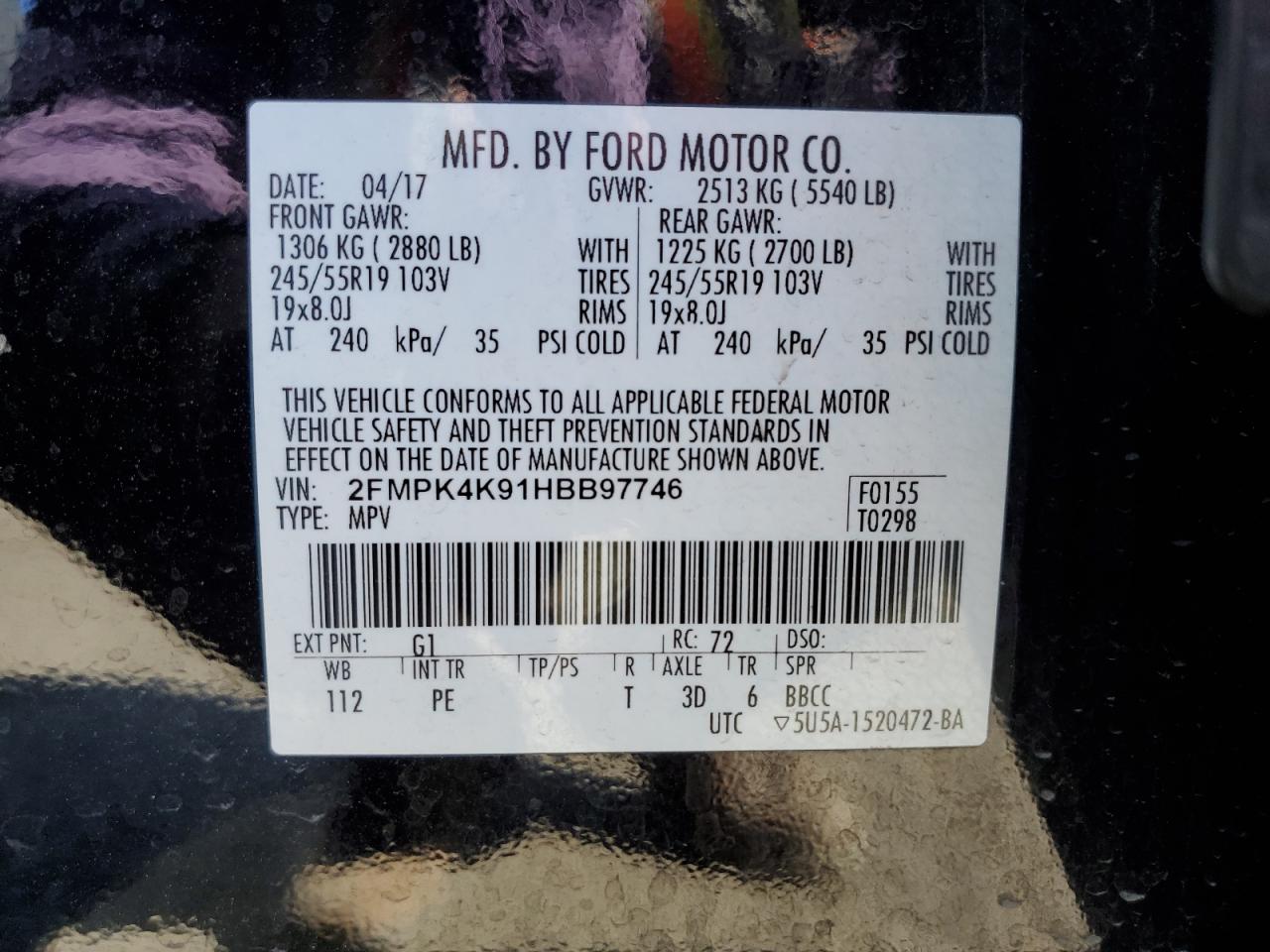 Photo 11 VIN: 2FMPK4K91HBB97746 - FORD EDGE 