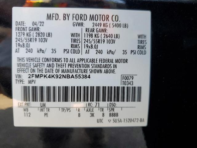 Photo 12 VIN: 2FMPK4K92NBA55384 - FORD EDGE 