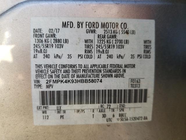 Photo 9 VIN: 2FMPK4K93HBB58074 - FORD EDGE 