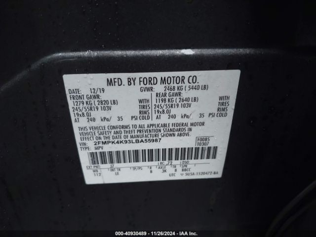 Photo 8 VIN: 2FMPK4K93LBA55987 - FORD EDGE 