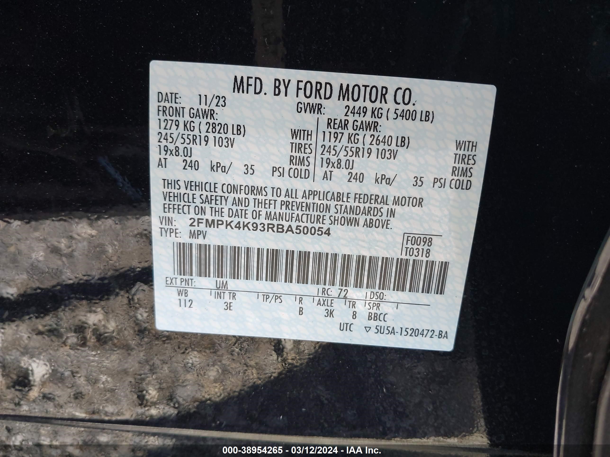 Photo 8 VIN: 2FMPK4K93RBA50054 - FORD EDGE 