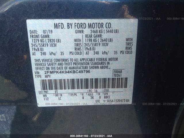 Photo 8 VIN: 2FMPK4K94KBC49796 - FORD EDGE 