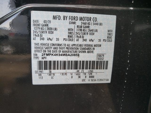 Photo 9 VIN: 2FMPK4K94MBA20859 - FORD EDGE TITAN 