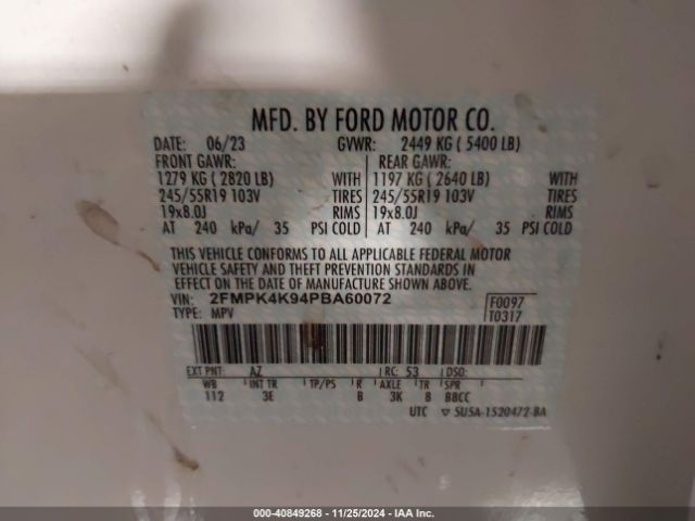 Photo 8 VIN: 2FMPK4K94PBA60072 - FORD EDGE 