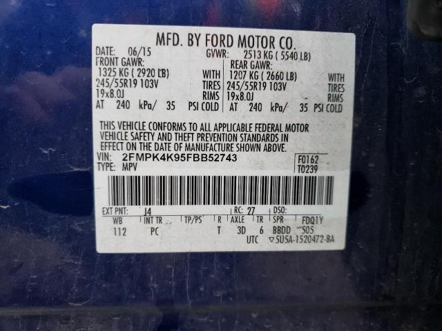 Photo 12 VIN: 2FMPK4K95FBB52743 - FORD EDGE TITAN 